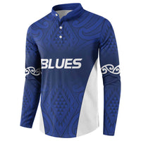 New Zealand Rugby Pacific Custom Button Sweatshirt Kahurangi Auckland All Blue