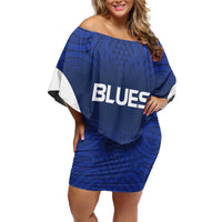 New Zealand Rugby Pacific Custom Family Matching Off Shoulder Short Dress and Hawaiian Shirt Kahurangi Auckland All Blue