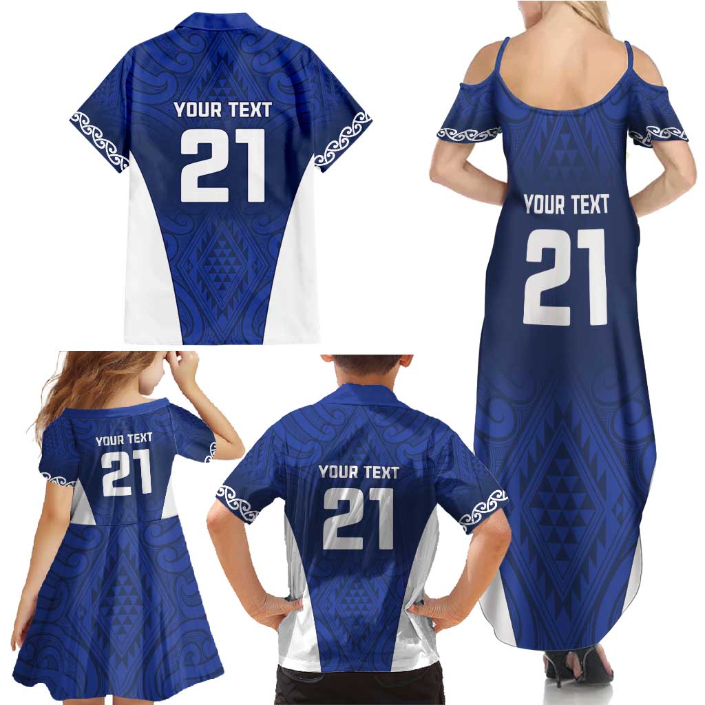New Zealand Rugby Pacific Custom Family Matching Summer Maxi Dress and Hawaiian Shirt Kahurangi Auckland All Blue LT9 - Polynesian Pride