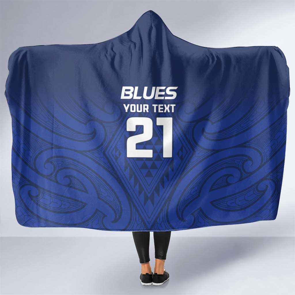 New Zealand Rugby Pacific Custom Hooded Blanket Kahurangi Auckland All Blue LT9 One Size Blue - Polynesian Pride