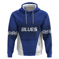 New Zealand Rugby Pacific Custom Hoodie Kahurangi Auckland All Blue LT9 Pullover Hoodie Blue - Polynesian Pride