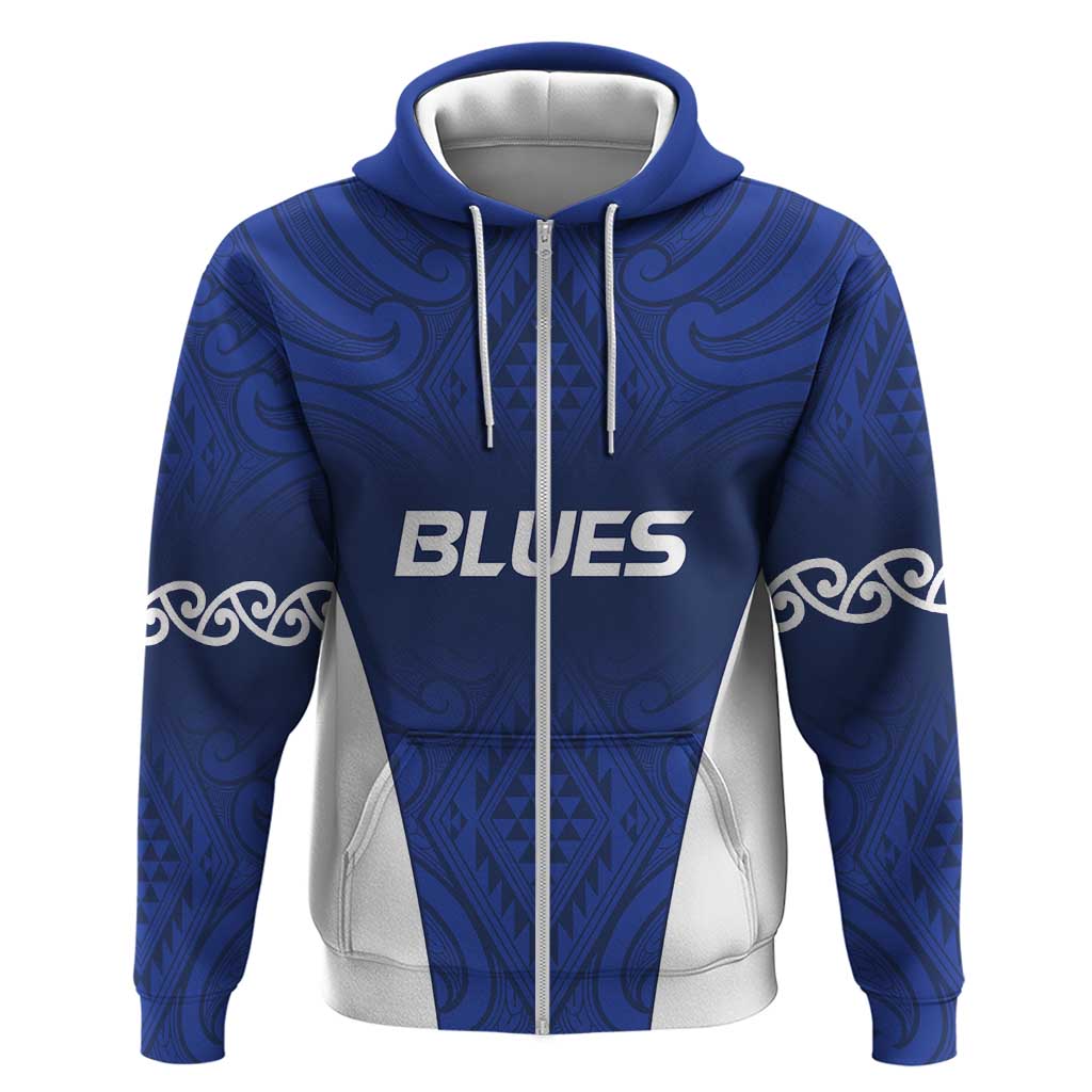 New Zealand Rugby Pacific Custom Hoodie Kahurangi Auckland All Blue LT9 Zip Hoodie Blue - Polynesian Pride
