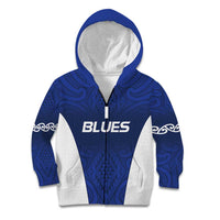 New Zealand Rugby Pacific Custom Kid Hoodie Kahurangi Auckland All Blue LT9 Zip Hoodie Blue - Polynesian Pride