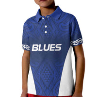 New Zealand Rugby Pacific Custom Kid Polo Shirt Kahurangi Auckland All Blue LT9 Kid Blue - Polynesian Pride