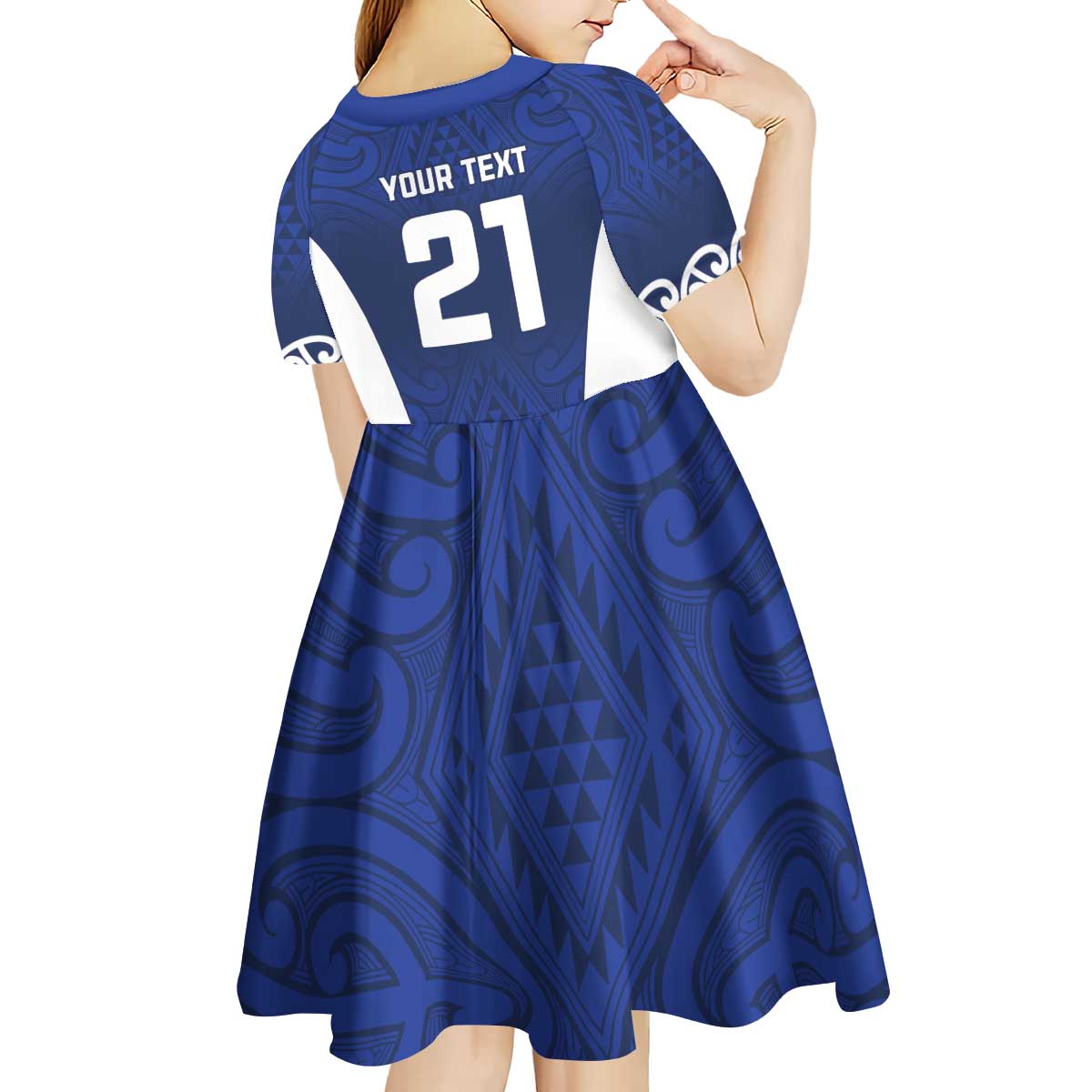 New Zealand Rugby Pacific Custom Kid Short Sleeve Dress Kahurangi Auckland All Blue LT9 - Polynesian Pride