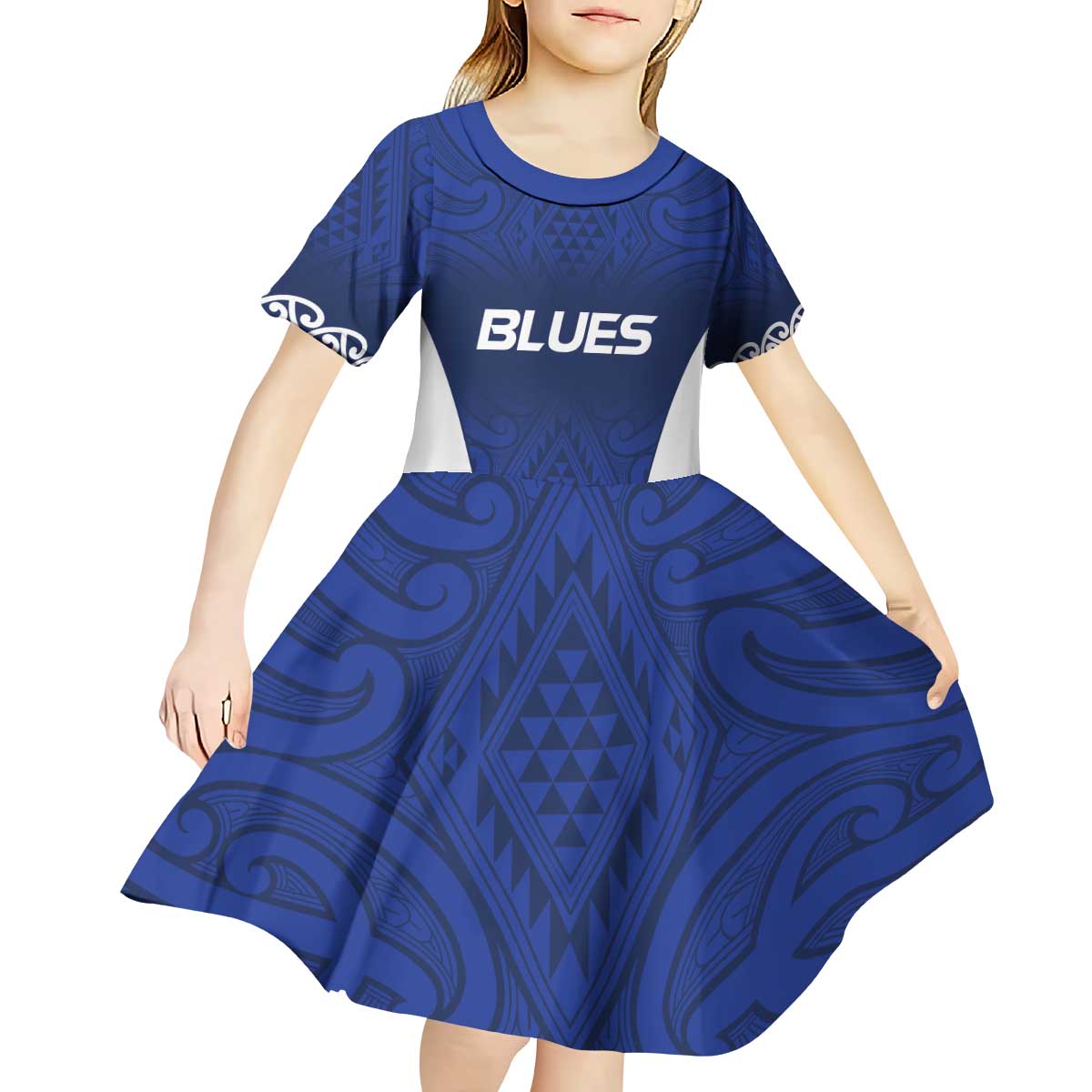 New Zealand Rugby Pacific Custom Kid Short Sleeve Dress Kahurangi Auckland All Blue LT9 - Polynesian Pride