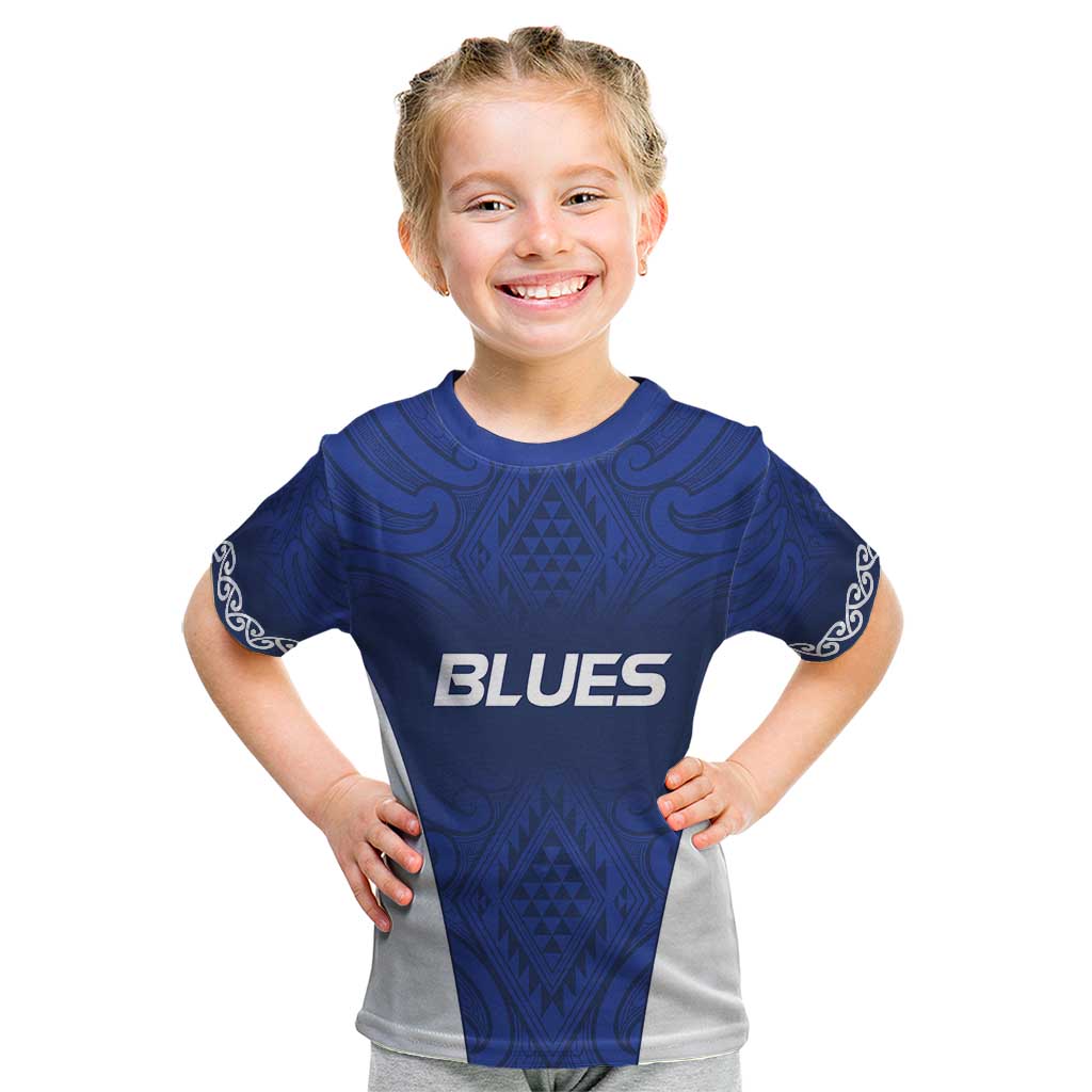 New Zealand Rugby Pacific Custom Kid T Shirt Kahurangi Auckland All Blue LT9 Blue - Polynesian Pride