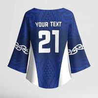 New Zealand Rugby Pacific Custom Kimono Sleeve Blouse Kahurangi Auckland All Blue LT9 - Polynesian Pride