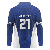 New Zealand Rugby Pacific Custom Long Sleeve Polo Shirt Kahurangi Auckland All Blue LT9 - Polynesian Pride