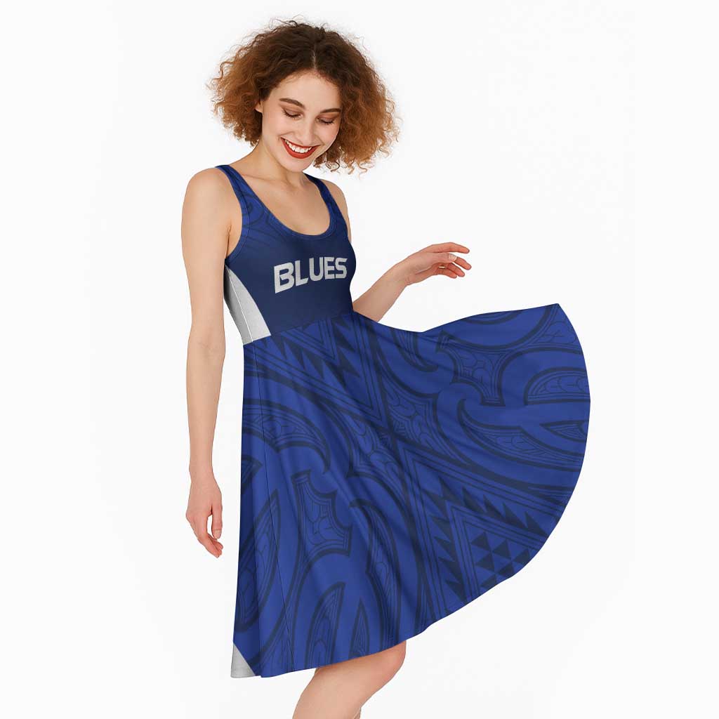 New Zealand Rugby Pacific Custom Midi Dress Kahurangi Auckland All Blue LT9 - Polynesian Pride
