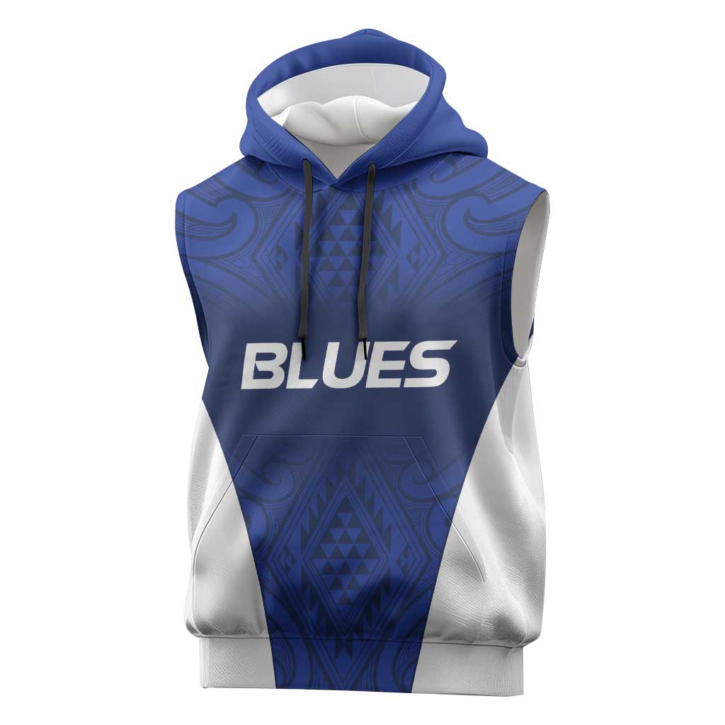 New Zealand Rugby Pacific Custom Sleeveless Hoodie Kahurangi Auckland All Blue LT9 Blue - Polynesian Pride