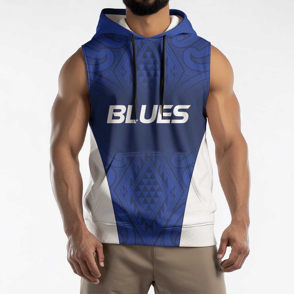 New Zealand Rugby Pacific Custom Sleeveless Hoodie Kahurangi Auckland All Blue LT9 - Polynesian Pride