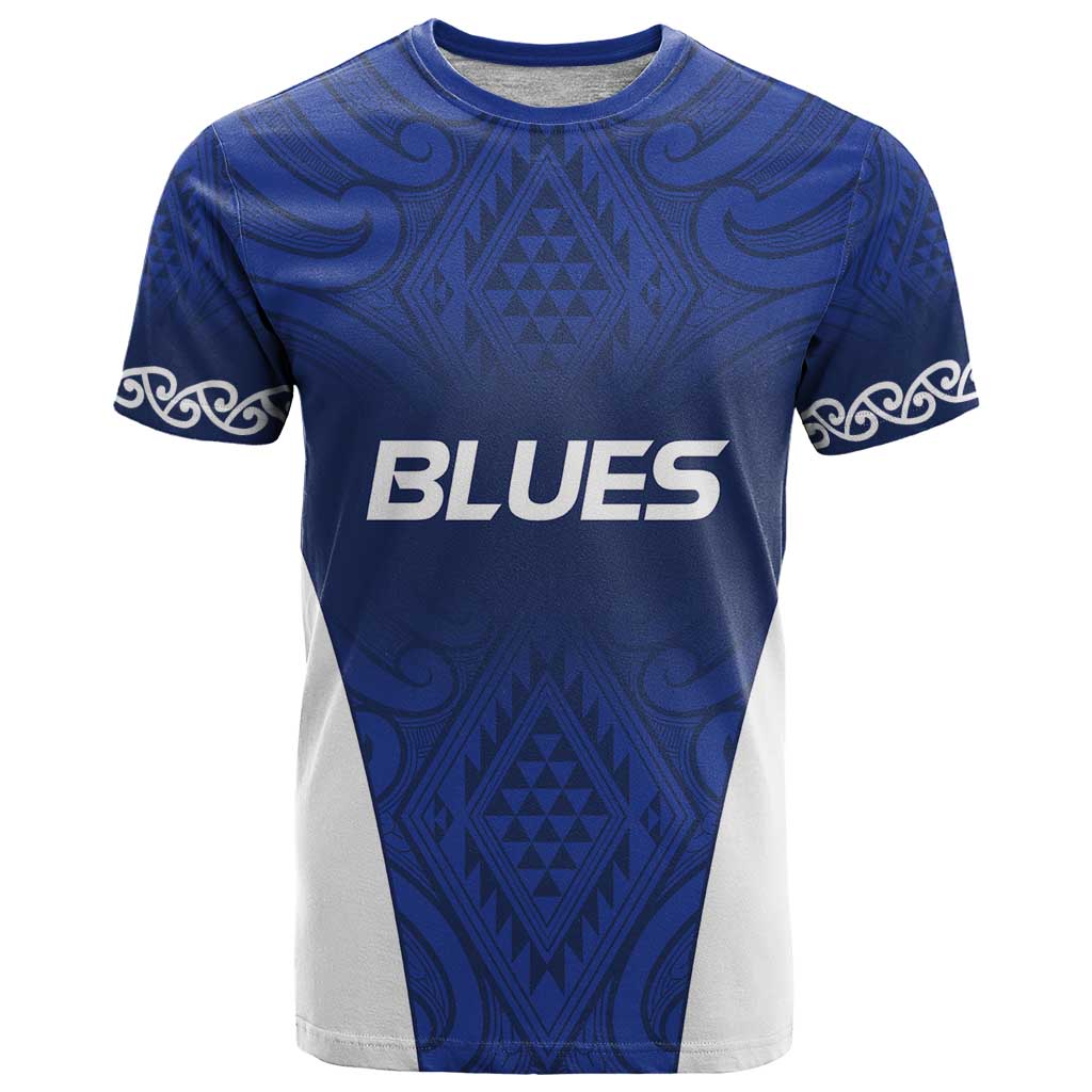 New Zealand Rugby Pacific Custom T Shirt Kahurangi Auckland All Blue LT9 Blue - Polynesian Pride