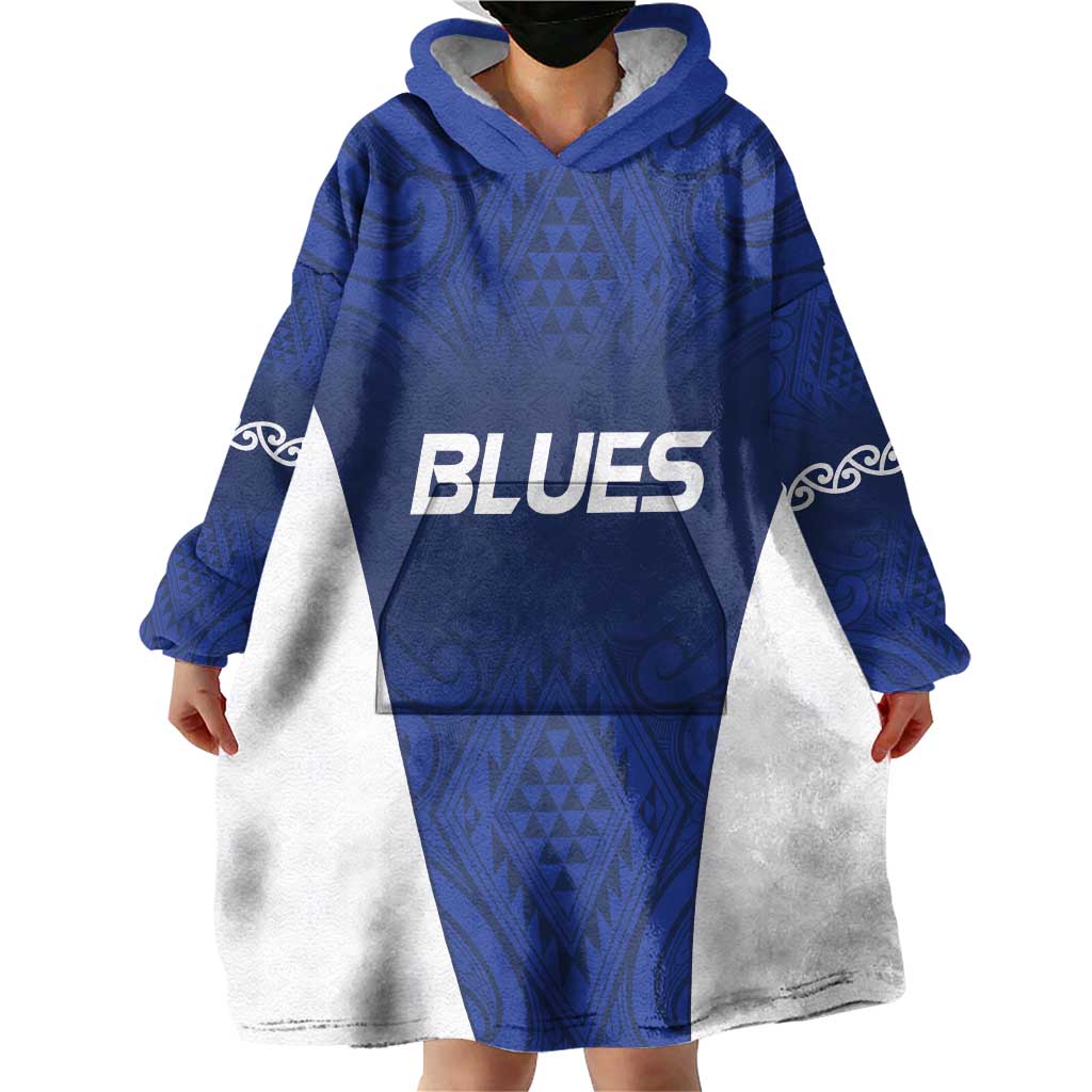 New Zealand Rugby Pacific Custom Wearable Blanket Hoodie Kahurangi Auckland All Blue LT9 - Polynesian Pride