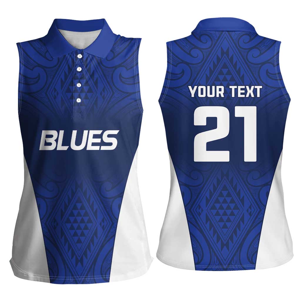 New Zealand Rugby Pacific Custom Women Sleeveless Polo Shirt Kahurangi Auckland All Blue LT9 - Polynesian Pride
