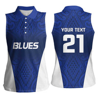 New Zealand Rugby Pacific Custom Women Sleeveless Polo Shirt Kahurangi Auckland All Blue LT9 - Polynesian Pride