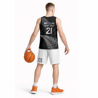 New Zealand Rugby Custom Basketball Jersey Glory Be To Black Silver-fern - Polynesian Pride