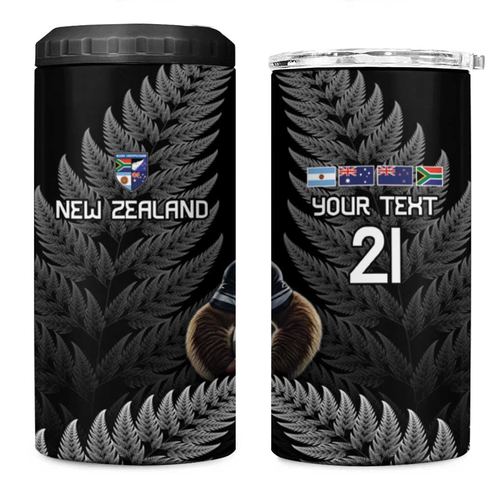 New Zealand Rugby Custom 4 in 1 Can Cooler Tumbler Glory Be To Black Silver-fern LT9 One Size: 16 oz Black - Polynesian Pride