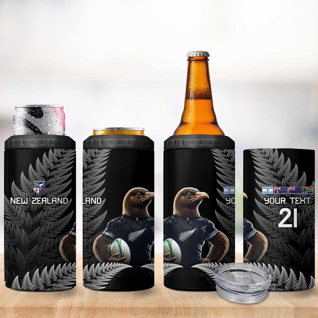 New Zealand Rugby Custom 4 in 1 Can Cooler Tumbler Glory Be To Black Silver-fern LT9 - Polynesian Pride
