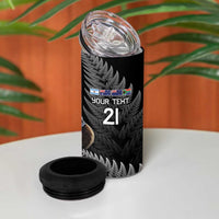 New Zealand Rugby Custom 4 in 1 Can Cooler Tumbler Glory Be To Black Silver-fern LT9 - Polynesian Pride