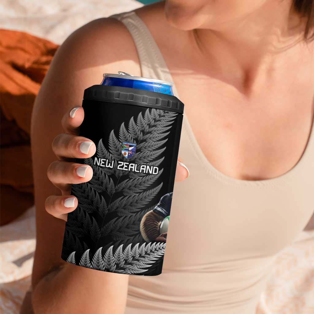 New Zealand Rugby Custom 4 in 1 Can Cooler Tumbler Glory Be To Black Silver-fern LT9 - Polynesian Pride