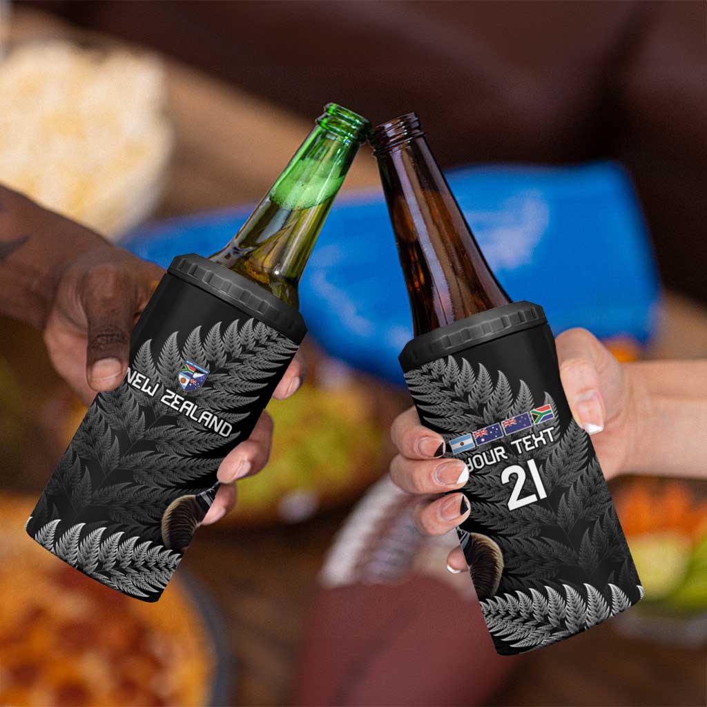 New Zealand Rugby Custom 4 in 1 Can Cooler Tumbler Glory Be To Black Silver-fern LT9 - Polynesian Pride