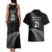 New Zealand Rugby Custom Couples Matching Tank Maxi Dress and Hawaiian Shirt Glory Be To Black Silver-fern LT9 - Polynesian Pride