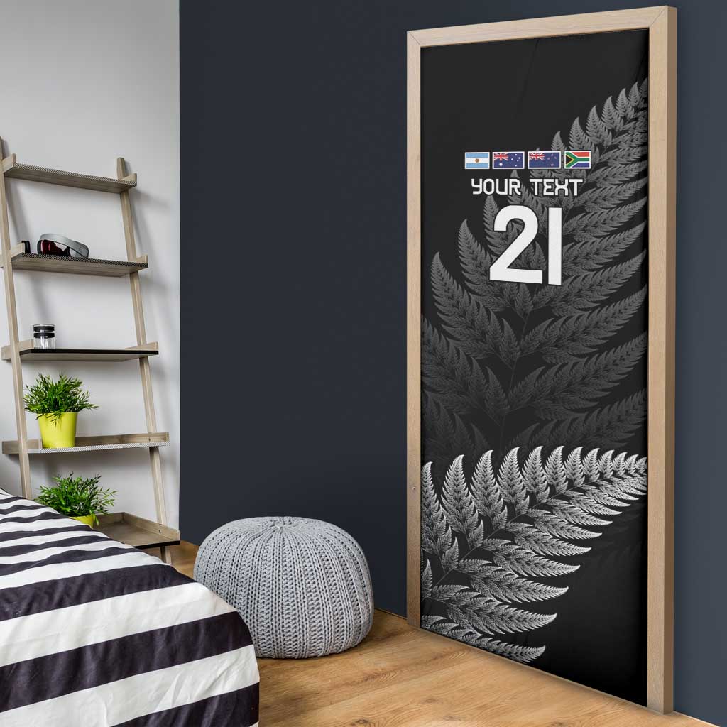 New Zealand Rugby Custom Door Cover Glory Be To Black Silver-fern - Polynesian Pride