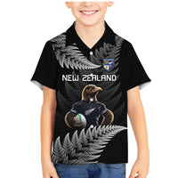 New Zealand Rugby Custom Family Matching Mermaid Dress and Hawaiian Shirt Glory Be To Black Silver-fern LT9 Son's Shirt Black - Polynesian Pride