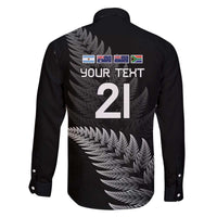 New Zealand Rugby Custom Family Matching Off The Shoulder Long Sleeve Dress and Hawaiian Shirt Glory Be To Black Silver-fern LT9 - Polynesian Pride