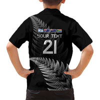 New Zealand Rugby Custom Family Matching Puletasi and Hawaiian Shirt Glory Be To Black Silver-fern LT9 - Polynesian Pride