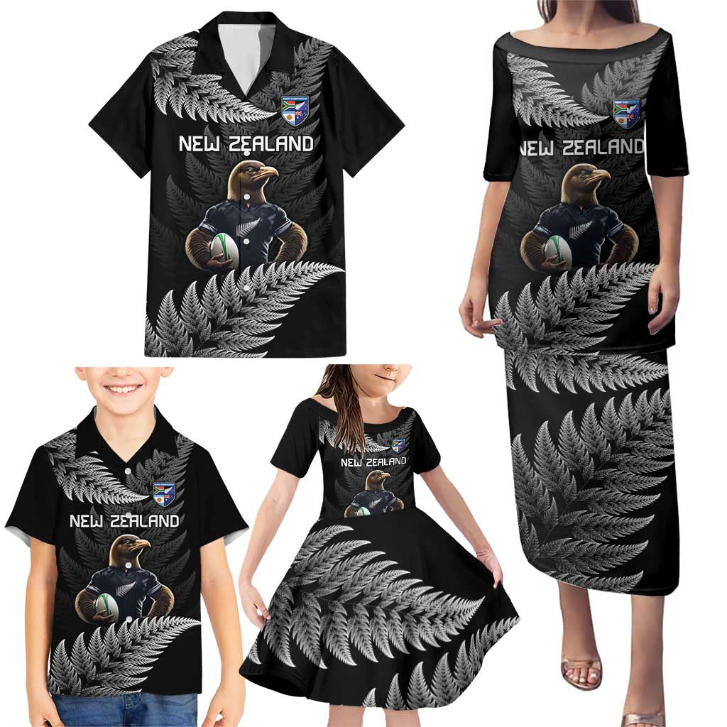 New Zealand Rugby Custom Family Matching Puletasi and Hawaiian Shirt Glory Be To Black Silver-fern LT9 - Polynesian Pride