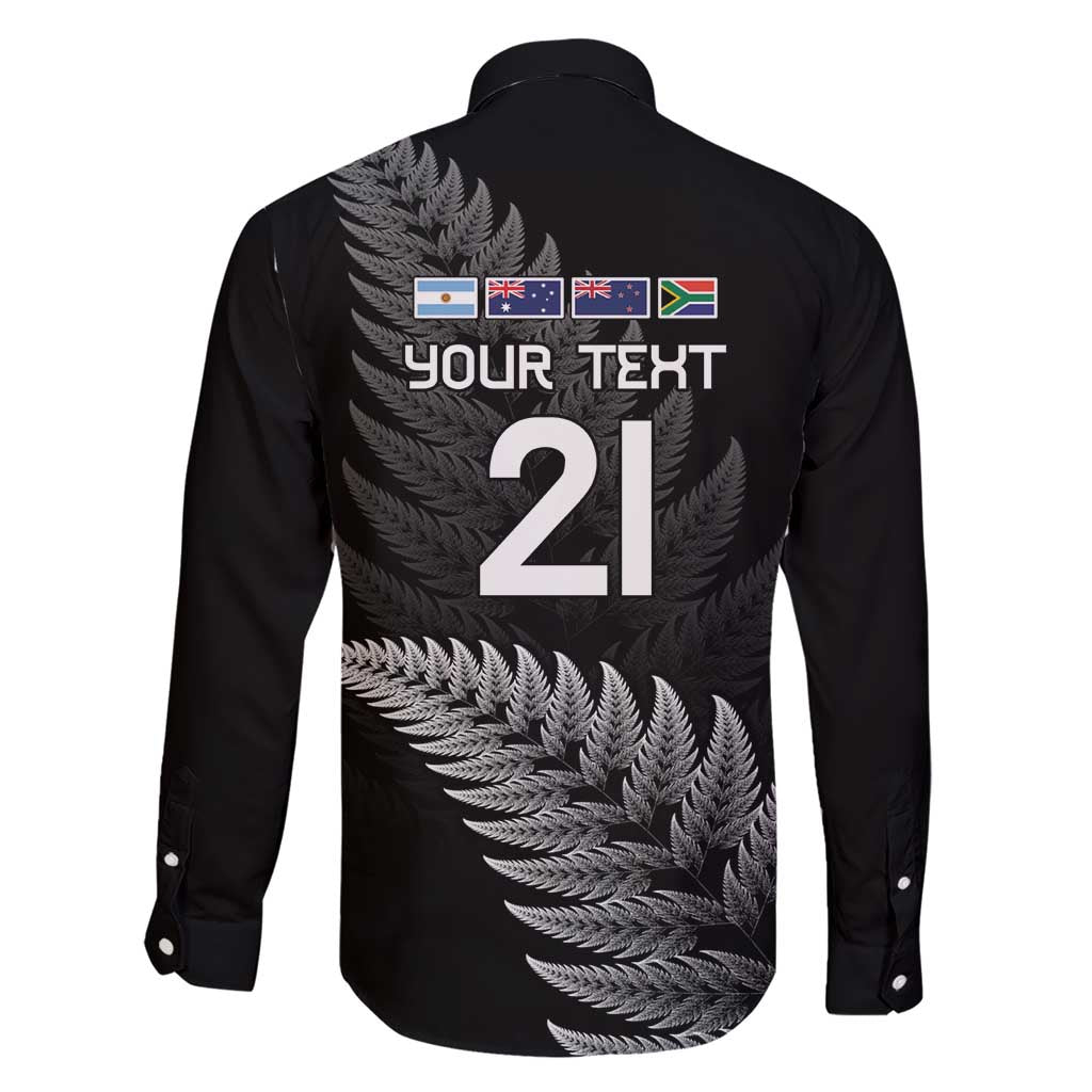 New Zealand Rugby Custom Family Matching Short Sleeve Bodycon Dress and Hawaiian Shirt Glory Be To Black Silver-fern LT9 - Polynesian Pride