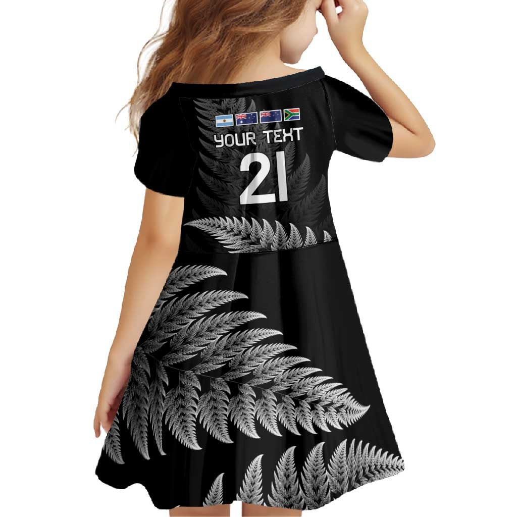 New Zealand Rugby Custom Family Matching Tank Maxi Dress and Hawaiian Shirt Glory Be To Black Silver-fern LT9 - Polynesian Pride
