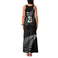 New Zealand Rugby Custom Family Matching Tank Maxi Dress and Hawaiian Shirt Glory Be To Black Silver-fern LT9 - Polynesian Pride