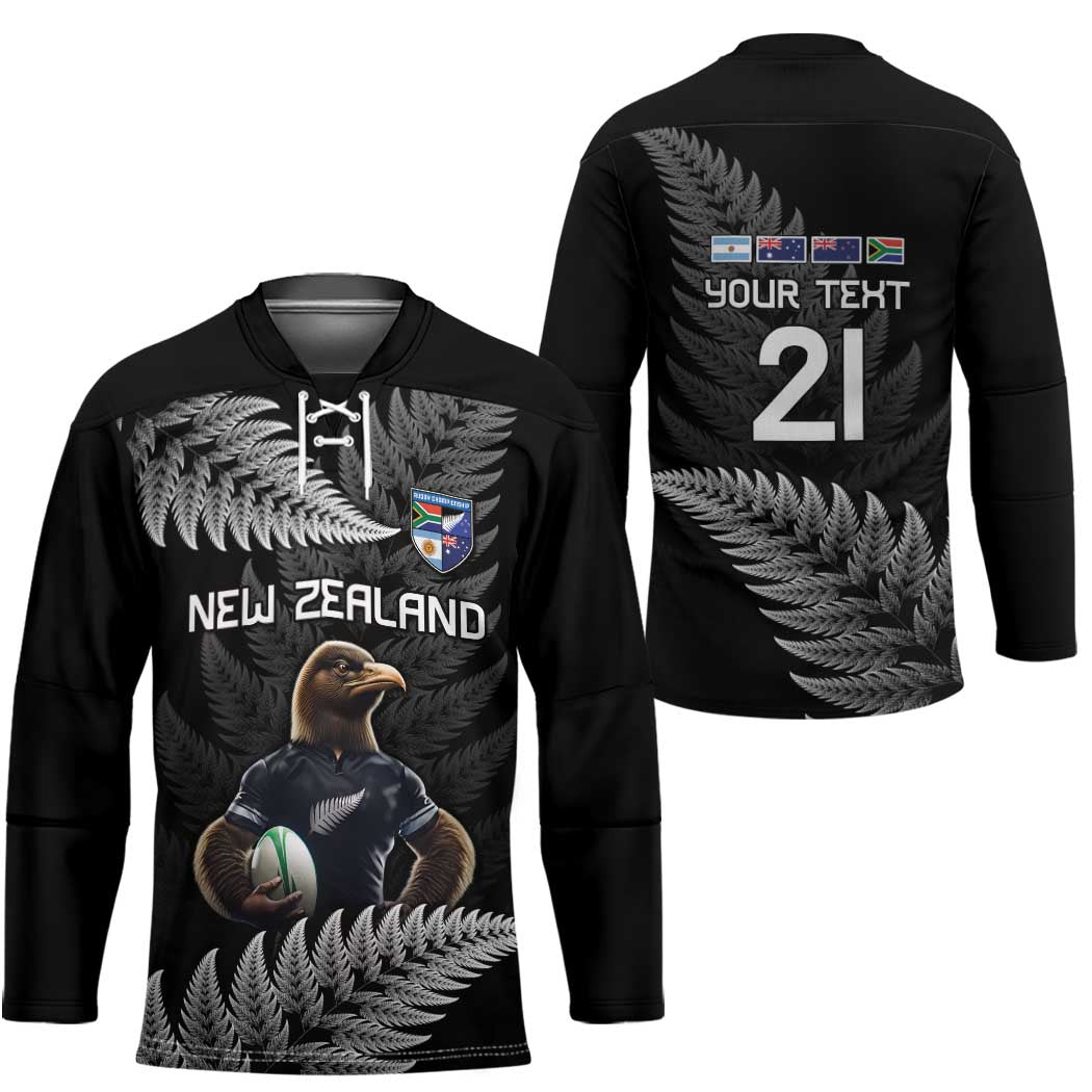 New Zealand Rugby Custom Hockey Jersey Glory Be To Black Silver-fern - Polynesian Pride