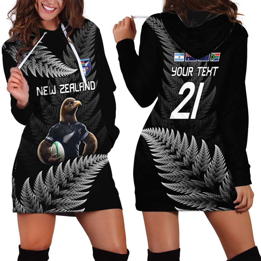 New Zealand Rugby Custom Hoodie Dress Glory Be To Black Silver-fern LT9 - Polynesian Pride