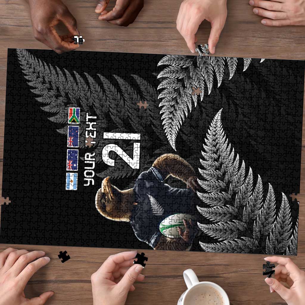 New Zealand Rugby Custom Puzzle Glory Be To Black Silver-fern - Polynesian Pride