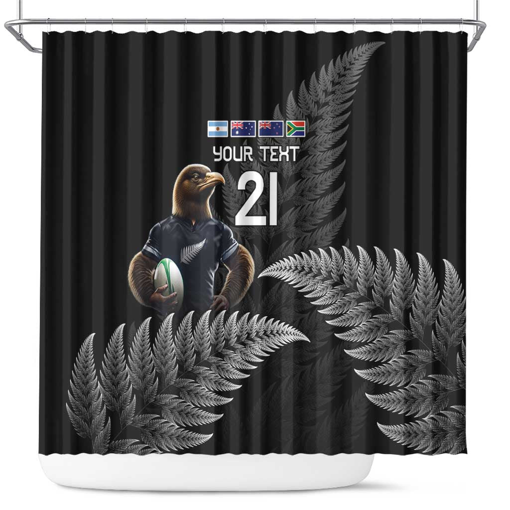 New Zealand Rugby Custom Shower Curtain Glory Be To Black Silver-fern - Polynesian Pride