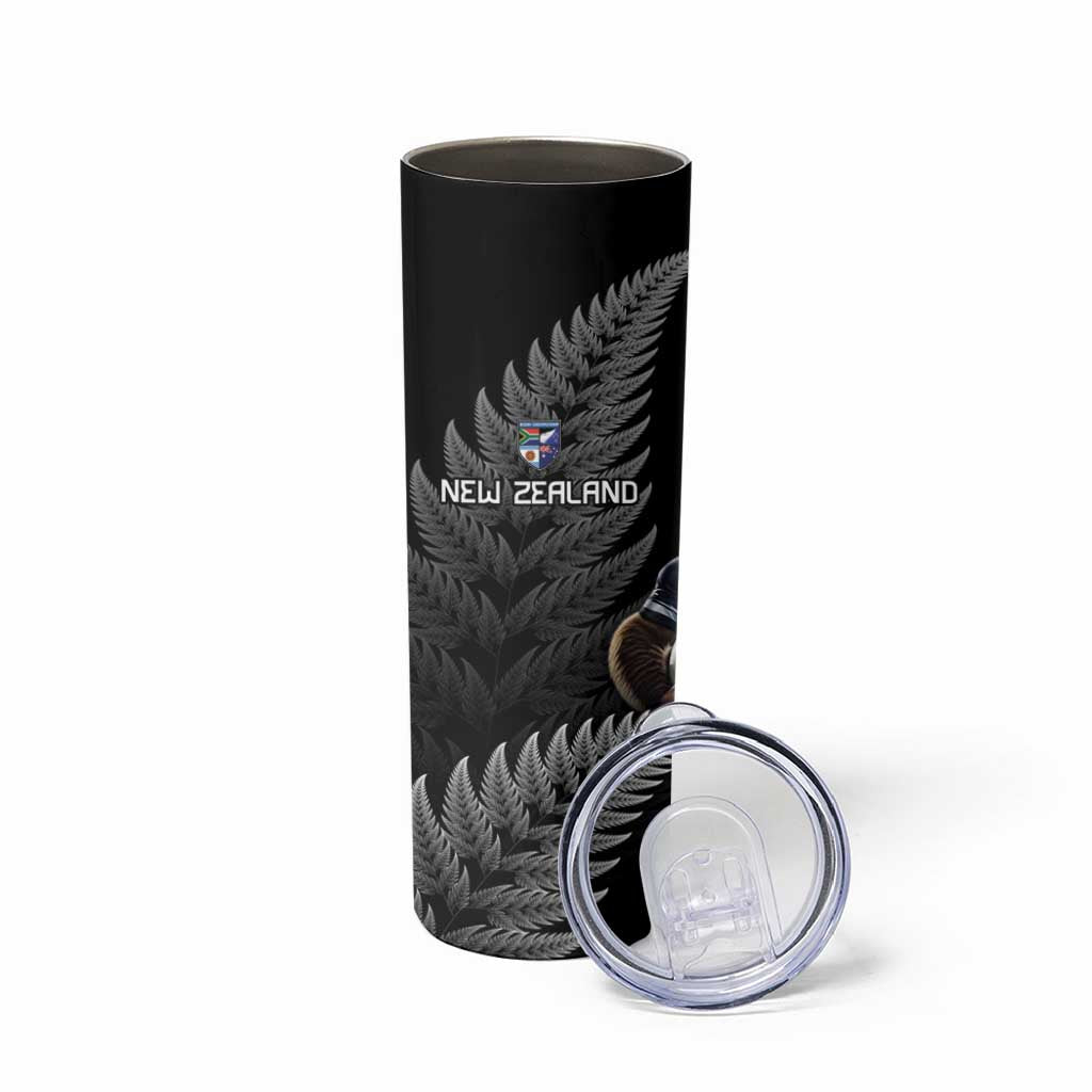 New Zealand Rugby Custom Skinny Tumbler Glory Be To Black Silver-fern LT9 - Polynesian Pride