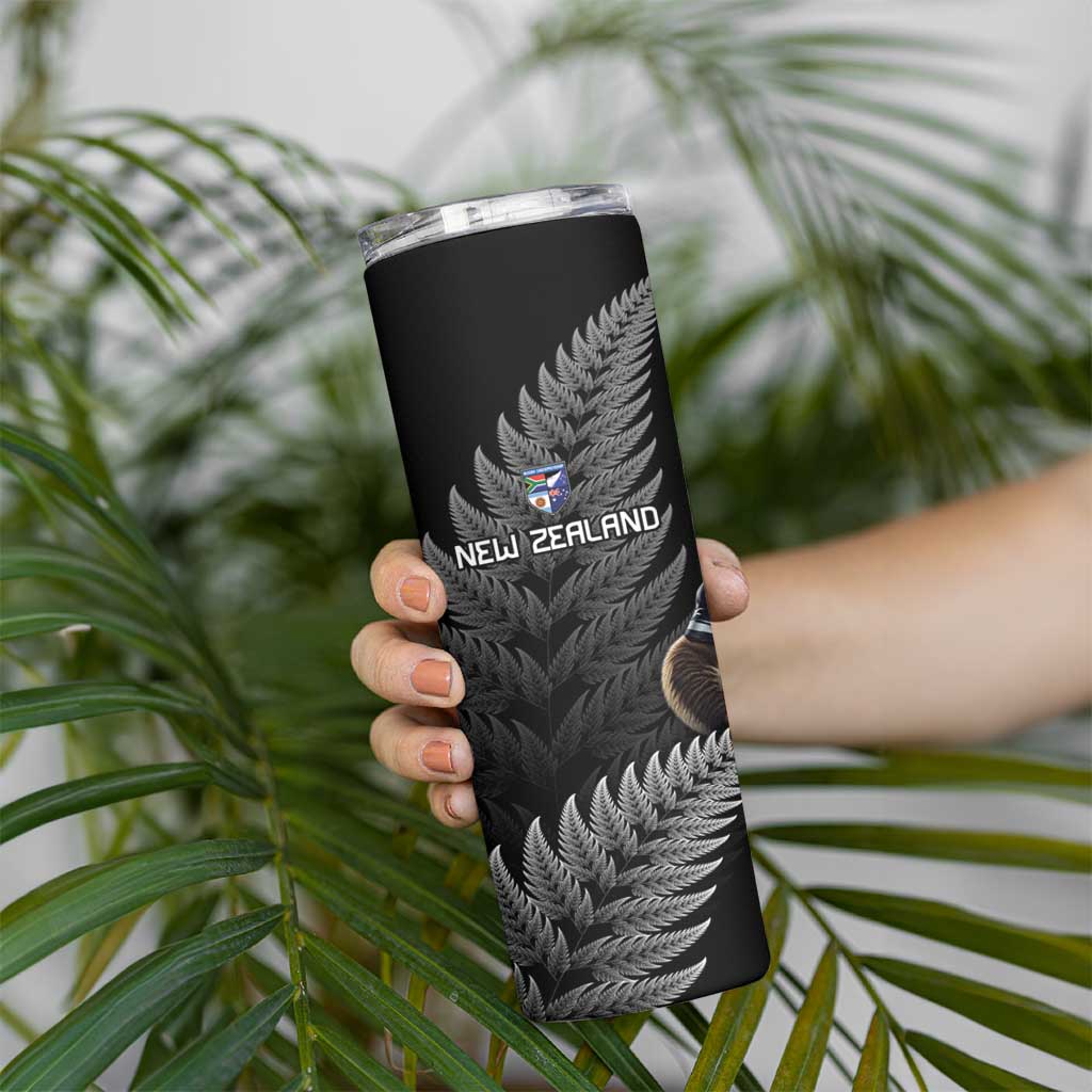 New Zealand Rugby Custom Skinny Tumbler Glory Be To Black Silver-fern LT9 - Polynesian Pride