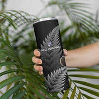 New Zealand Rugby Custom Skinny Tumbler Glory Be To Black Silver-fern LT9 - Polynesian Pride