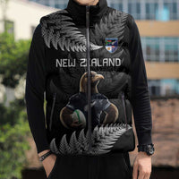 New Zealand Rugby Custom Sleeveless Puffer Jacket Glory Be To Black Silver-fern - Polynesian Pride