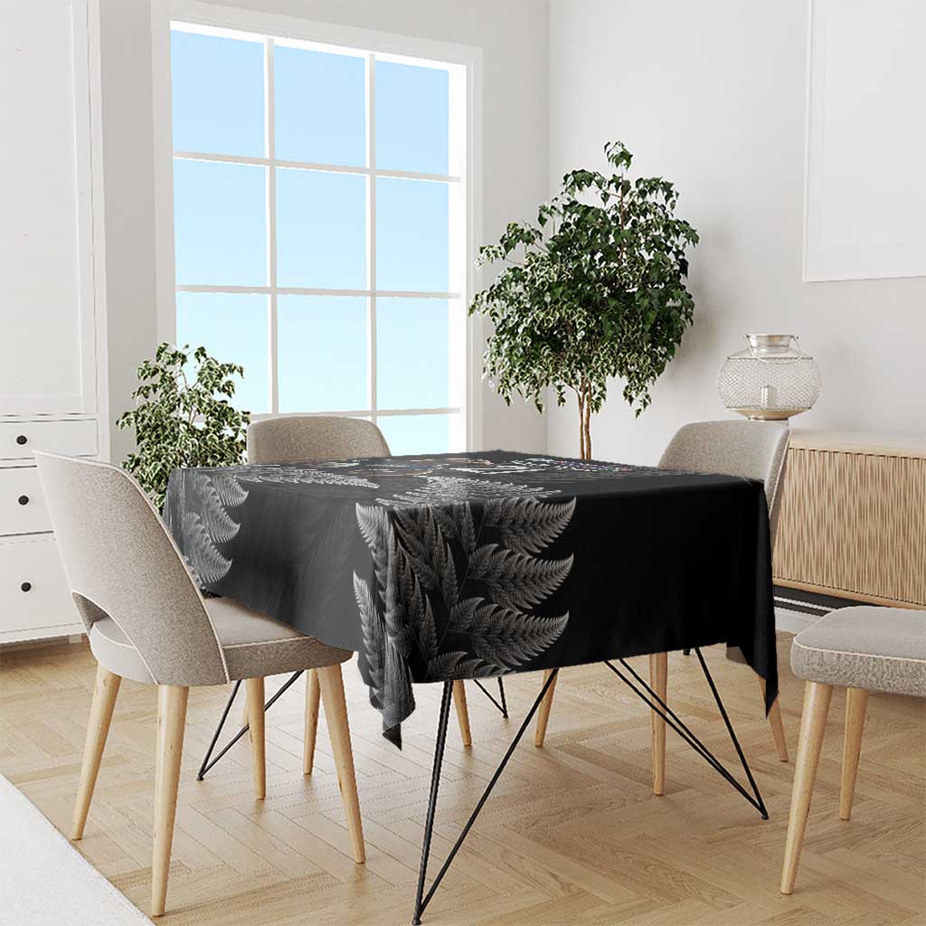 New Zealand Rugby Custom Tablecloth Glory Be To Black Silver-fern - Polynesian Pride