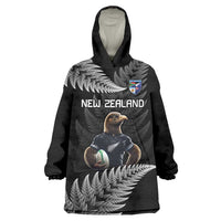 New Zealand Rugby Custom Wearable Blanket Hoodie Glory Be To Black Silver-fern LT9 One Size Black - Polynesian Pride