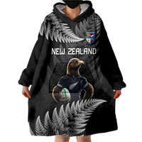 New Zealand Rugby Custom Wearable Blanket Hoodie Glory Be To Black Silver-fern LT9 - Polynesian Pride