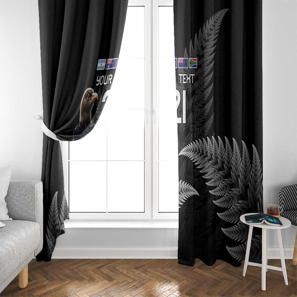 New Zealand Rugby Custom Window Curtain Glory Be To Black Silver-fern - Polynesian Pride