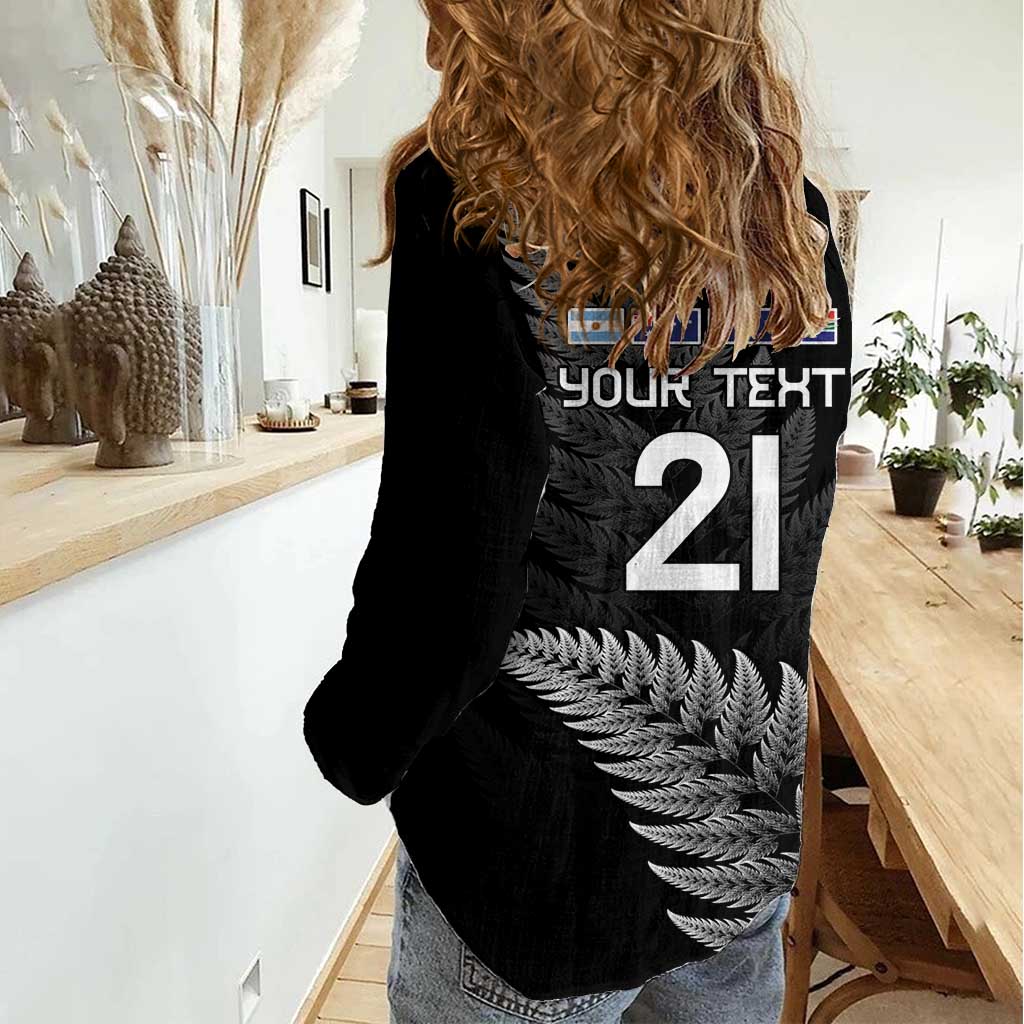 New Zealand Rugby Custom Women Casual Shirt Glory Be To Black Silver-fern - Polynesian Pride
