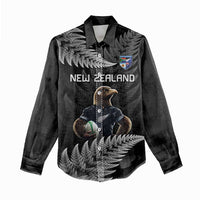New Zealand Rugby Custom Women Casual Shirt Glory Be To Black Silver-fern - Polynesian Pride