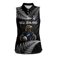 New Zealand Rugby Custom Women Sleeveless Polo Shirt Glory Be To Black Silver-fern LT9 Female Black - Polynesian Pride
